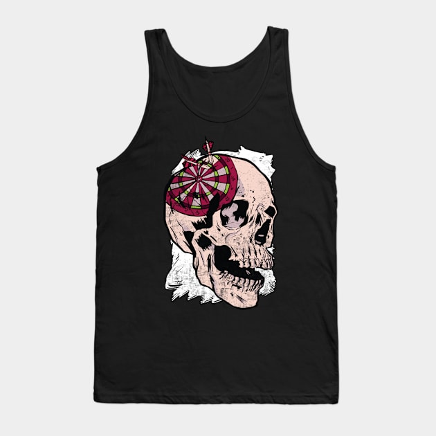 Dartboard Skull Funny Darts Player Tank Top by Visual Vibes